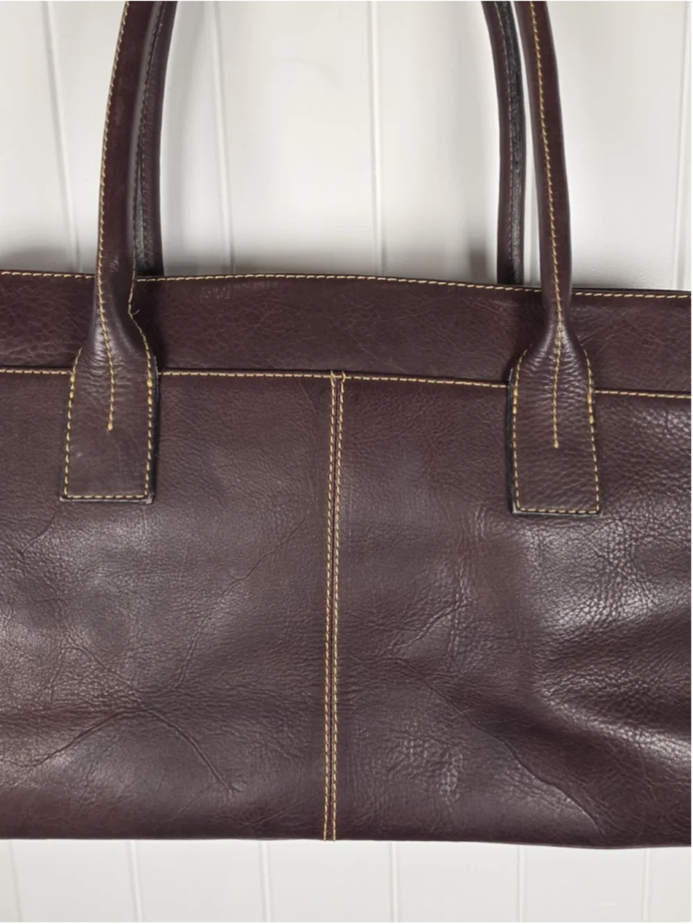 D'Luciano Brown Leather Shoulder Bag Tote Purse Pebbled Leather Classic Staple